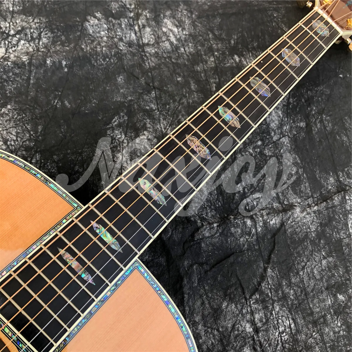 Abalone Solid Cedar Acoustic Guitar Ebony Fingerboard OM Type Rosewood Body