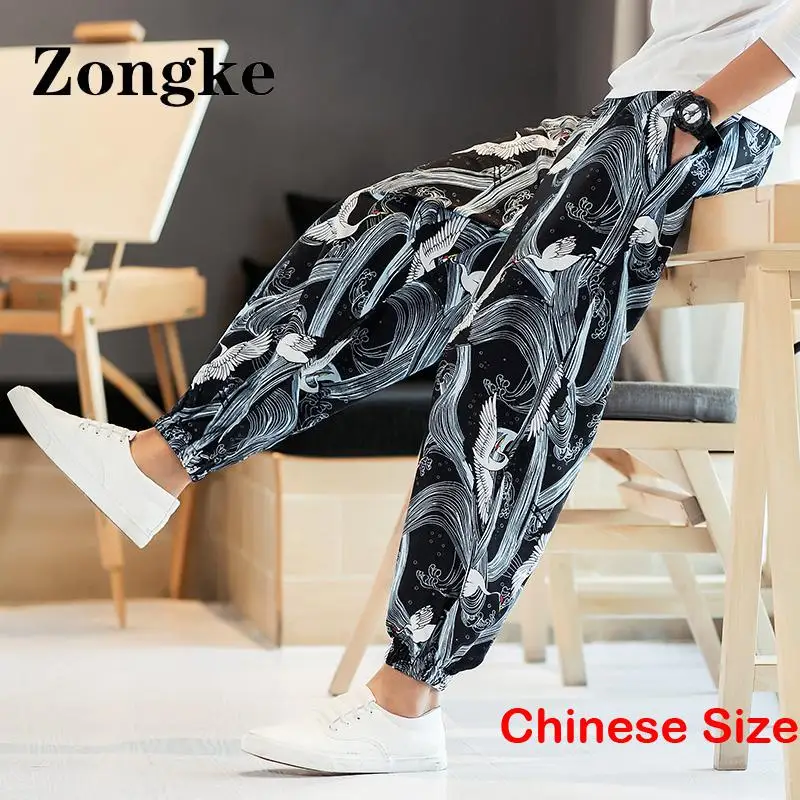 

Zongke Crane Printed Casual Baggy Pants Men Japanese Streetwear Mens Joggers Clothing Chinese Size 5XL 2023 Spring New Arrivals