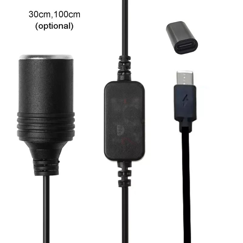 

NEW USB C PD Female Type-C Male to 12V Car Power Socket Cable for Car DVR GPS E-Dog 1XCB