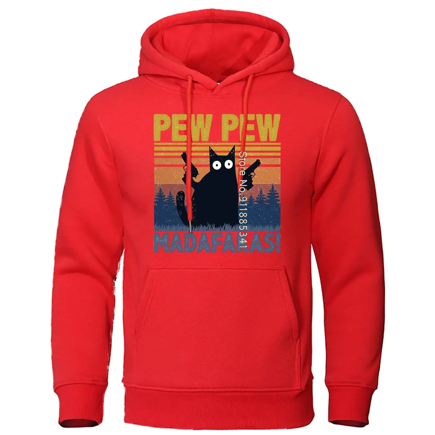 

Pew Pew Madafakas Black Cat Print Hoody Man Loose Casual Sweatshirts Crewneck Pullover Tops Autumn Cartoons Clothing Hooded Male