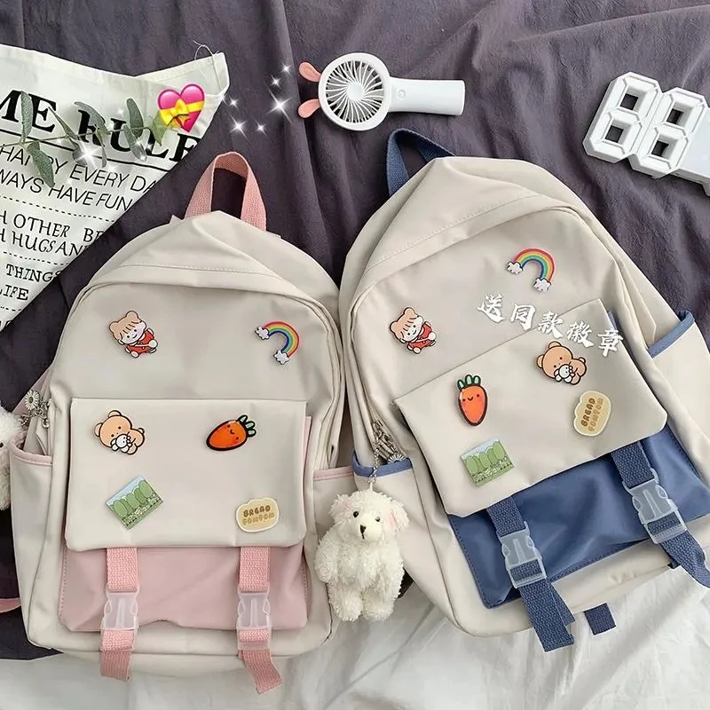 

Клетчатый школьный ранец для девочек, Корейская сумка для учеников и студентов колледжа в стиле Харадзюку, женский рюкзак для учеников младшей и старшей школы