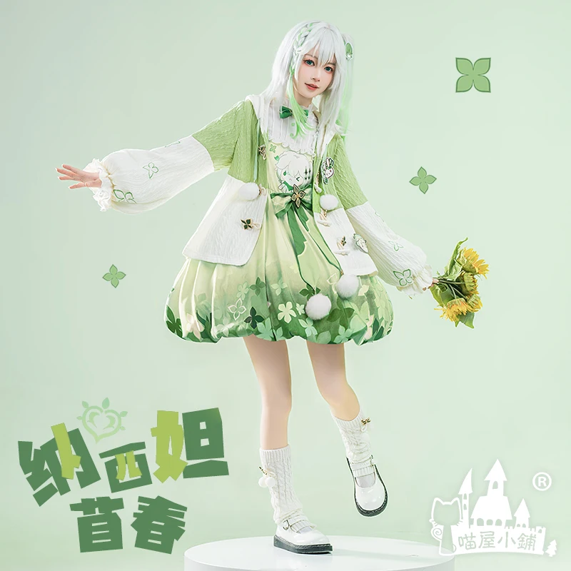 

Anime Genshin Impact Nahida Game Suit Lolita Uniform Green Dress Role Play Cosplay Costume Women Halloween Carnival 2023 New