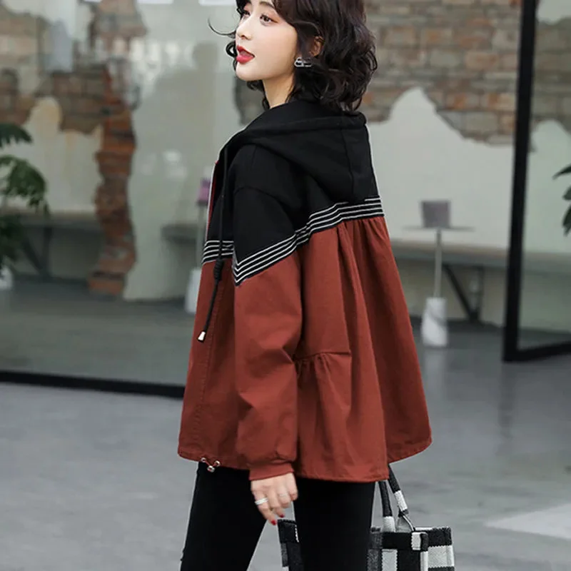 Женская короткая куртка с капюшоном Новинка весна-осень 2024 модный свободный и