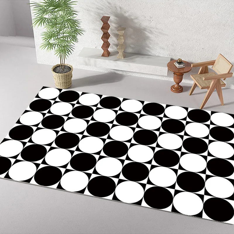 

Modern Minimalist Black And White Geometric Floor Mat Nordic Coffee Table Blanket Bedroom Full Of Checkerboard Living Room Carpe