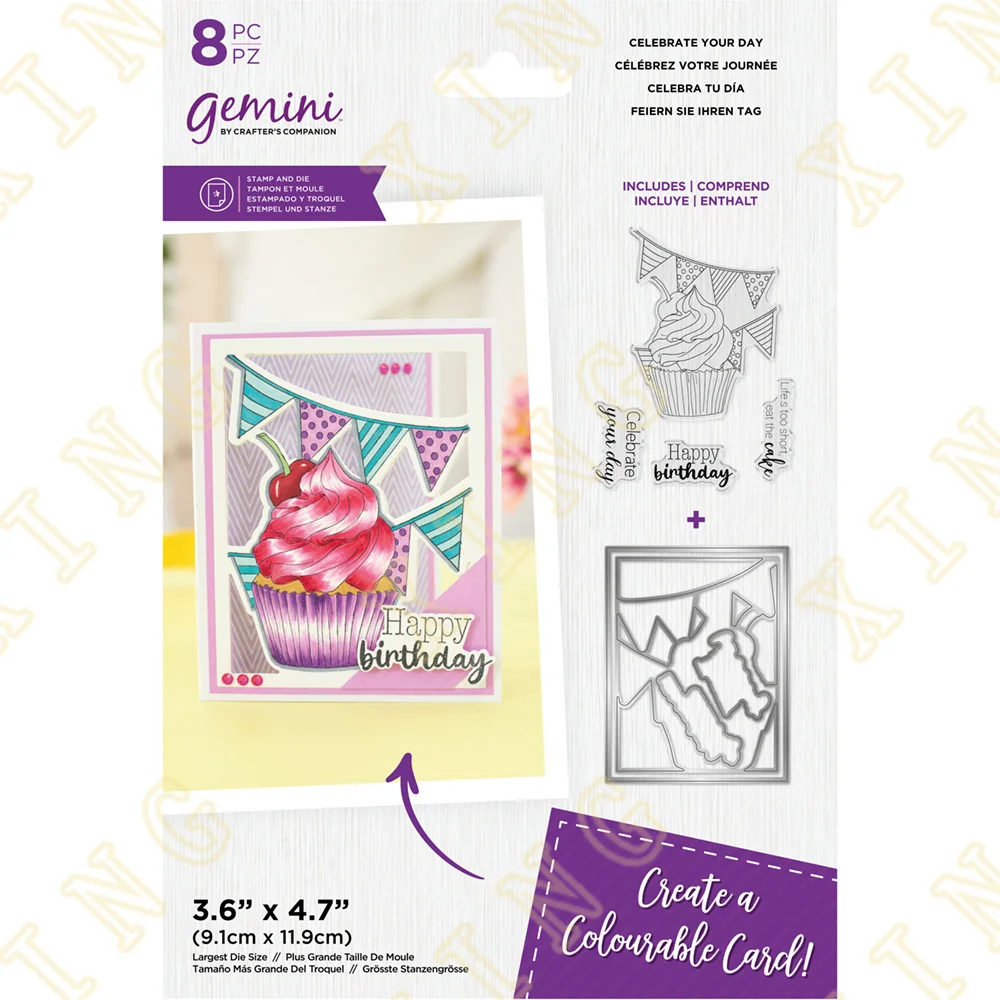 

Celebrate Your Day New Metal Cutting Dies Clear Stamps Scrapbook Diary Decoration Embossing Template Diy Greeting Card Handmade