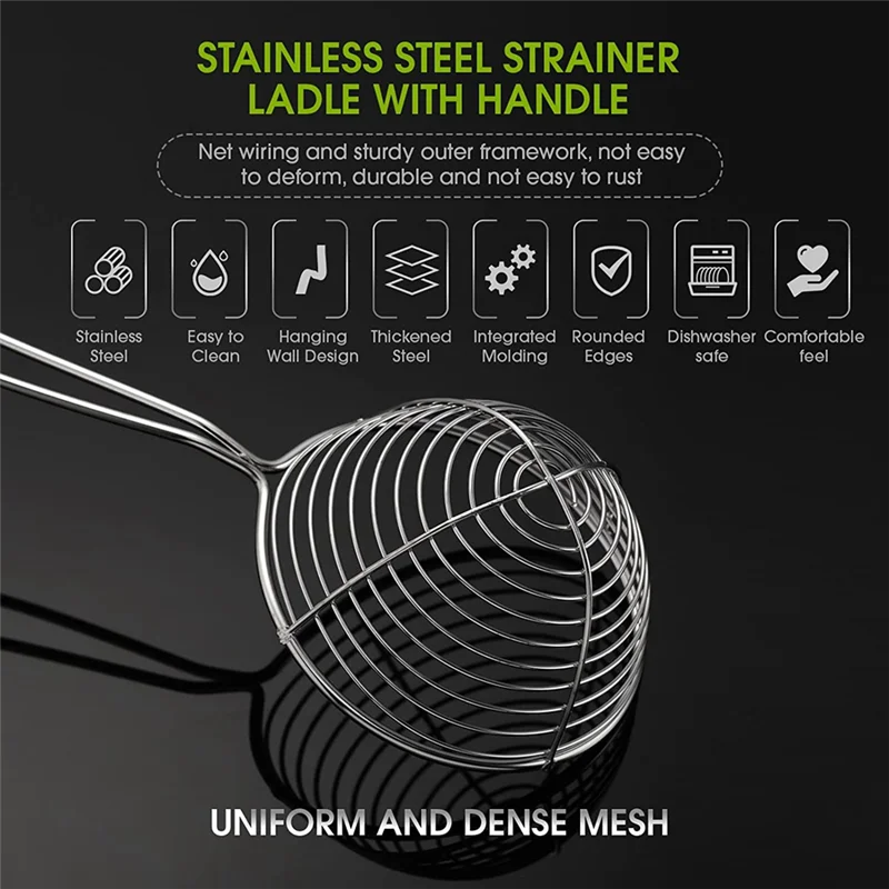 

10 шт., ложка-скиммер из нержавеющей стали с ручкой