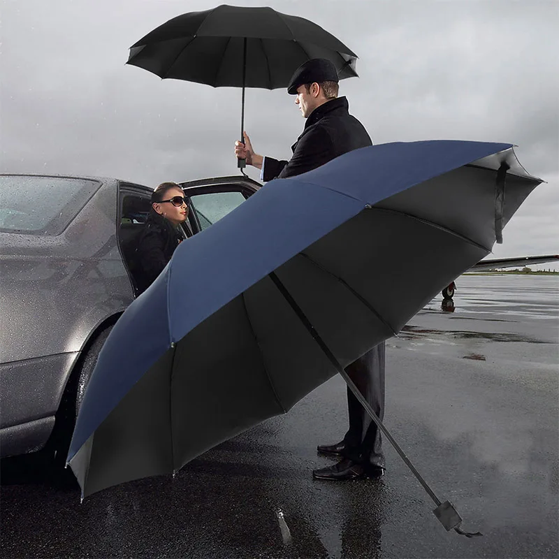 

Складной Ветрозащитный Зонт для женщин и мужчин от дождя, 3 сложения, 10 костей, роскошный большой бизнес зонтик, женский мужской подарок, зон...