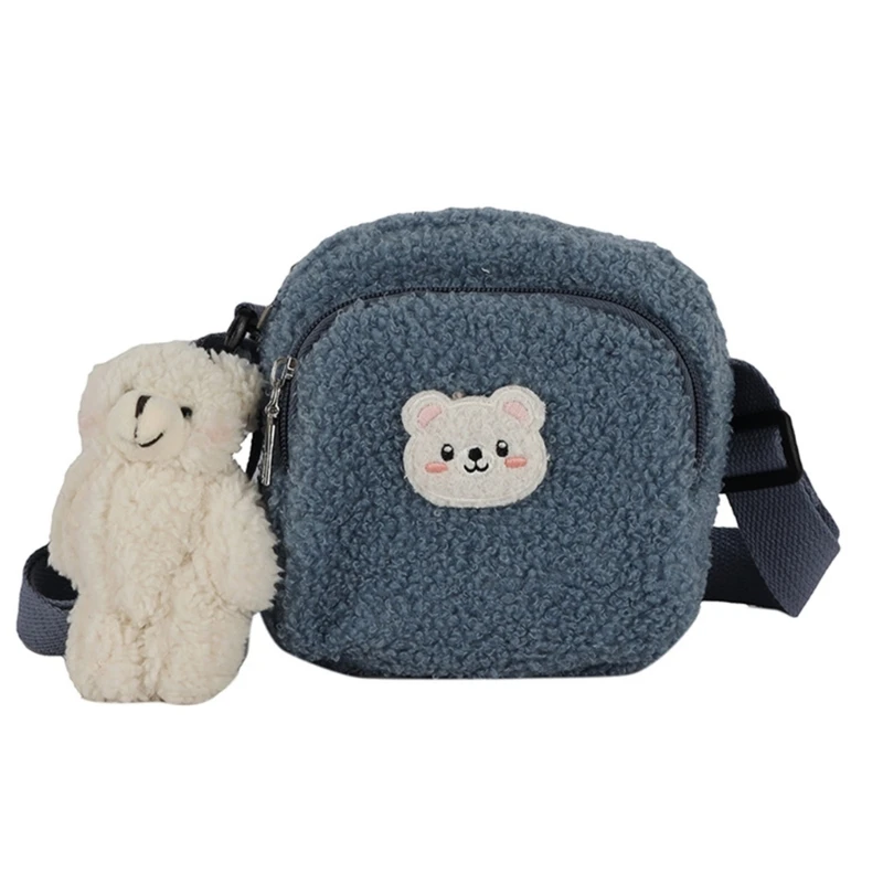 

Cute Plush Crossbody Purse Bear Pendant Small Satchel Shoulder Bag Messenger Bag Handbag Purse for Women Girls