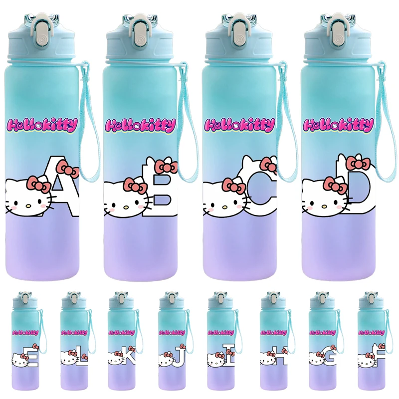 750 мл бутылка для воды Hello Kitty пластиковая чашка питья большой емкости соломенная