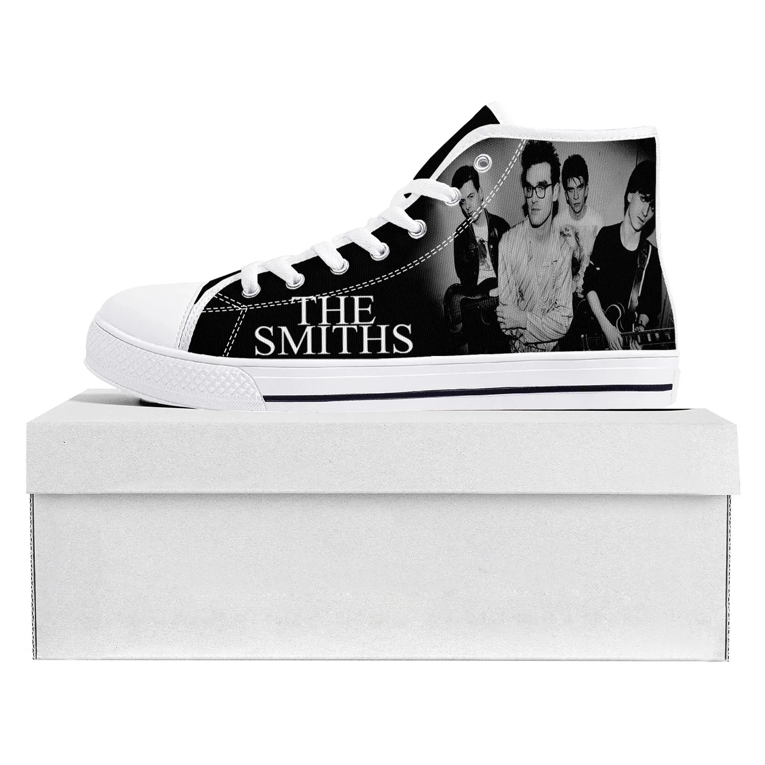The Smiths Rock Band High Top High Quality Sneakers Mens Womens Teenager Canvas Sneaker Casual Couple Shoes Custom Shoe White