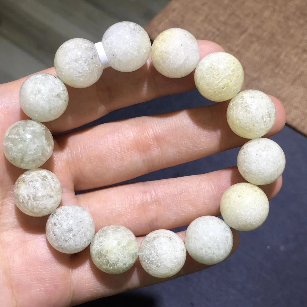 

Natural White Rutilated Quartz Clear Round Beads Bracelet Crystal Stretch 16mm Snow Flower Rutilated Quartz Rare AAAAAA