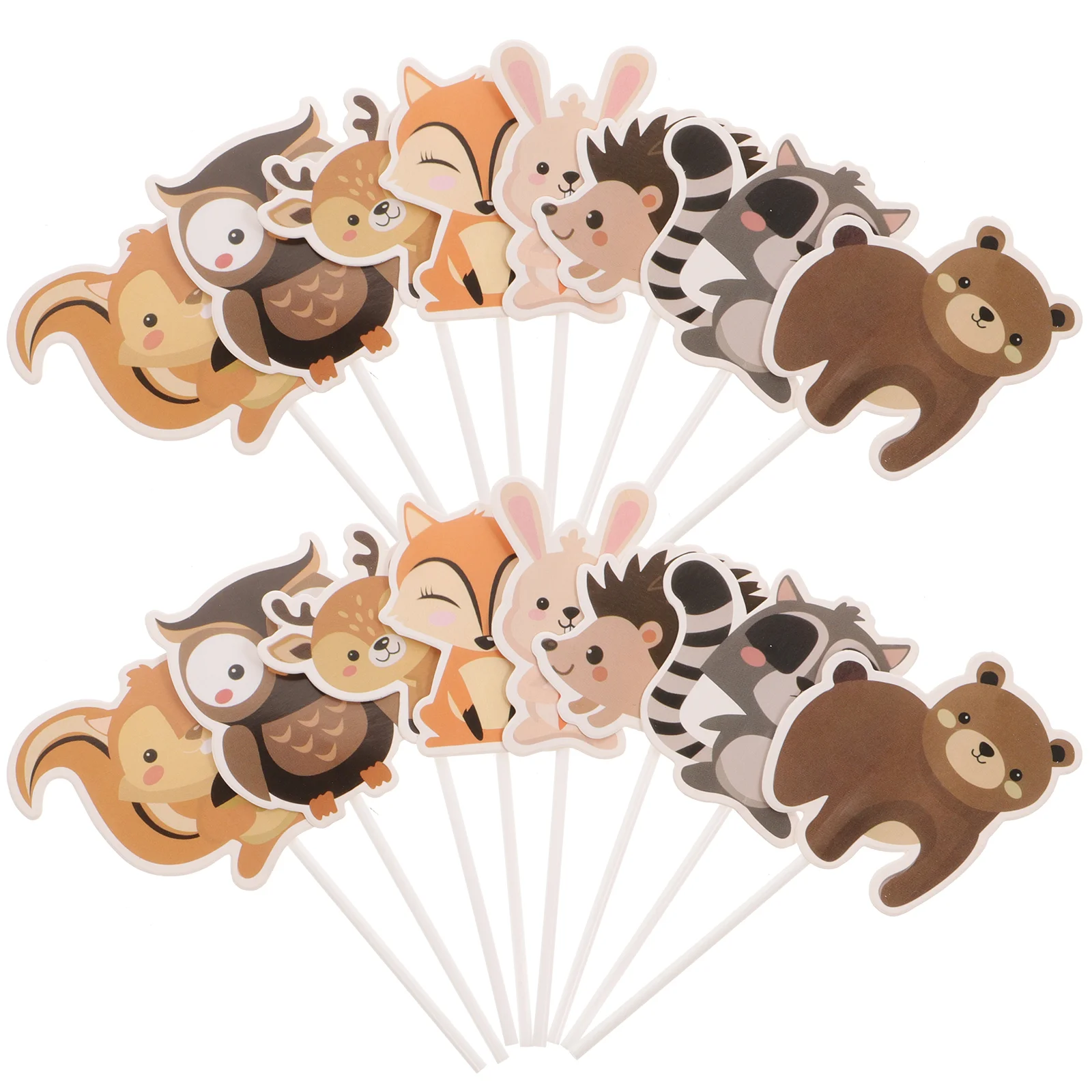 

Forest Animal Shape Cake Topper Picks Decoration Party Toppers Creative Woodland Animals Cupcake Ornament Kids