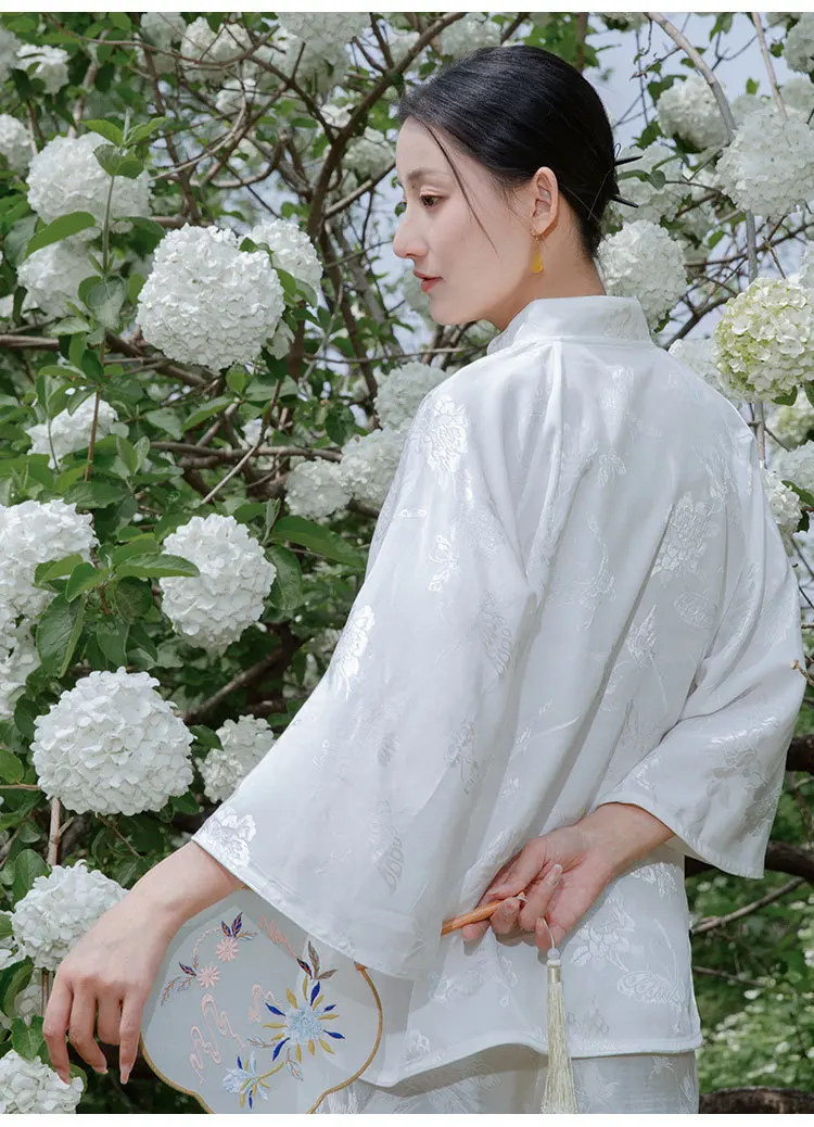 Женская однобортная блузка в китайском стиле Элегантная Дамская с цветочным