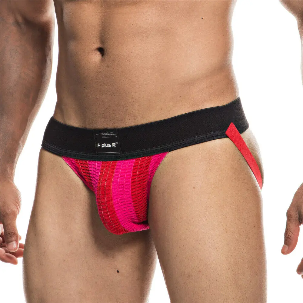 FYXLJJ 3pcs/lot Men Panties Open Backless Crotch G-string Sexy Stripe Underwear Jockstrap Briefs Slip Homme Underpant Gay Thongs