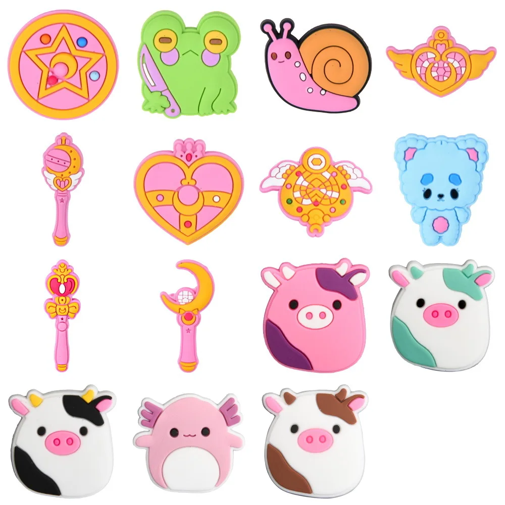 

Розовые подвески для обуви из ПВХ, забавные аксессуары для сада и обуви «сделай сам», подходят для кроксов, сабо JIBZ, пряжка, украшения, детски...