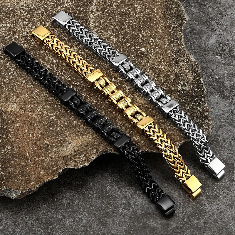 MKENDN мотоциклетный велосипедный стиль Мужские браслеты 18k позолоченные 12 мм