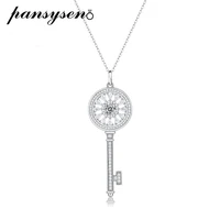 pansysen classic key shape 100 925 sterling silver 0 5ct real moissanite necklace girls wedding engagement party gift wholesale