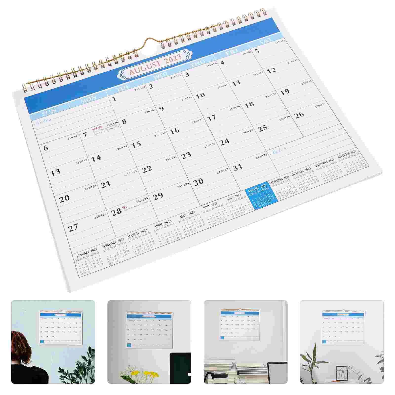 

Calendar Wall Planner Monthly Calendars Spiral Desk 2023 Hanging English 2024 Month Office Plan Daily Advent Christmas Bound