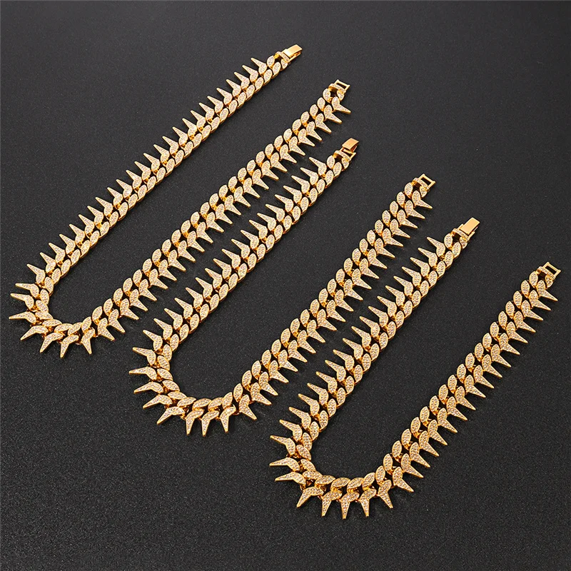 

Цепочка мужская хип-хоп, 23 мм, в готическом стиле, с фианитами