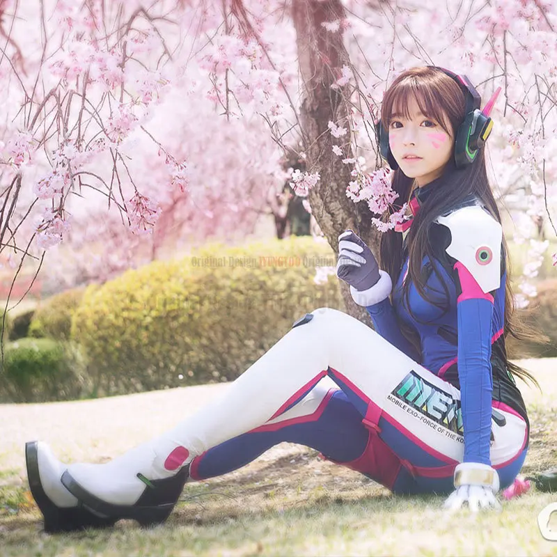 Д.Ва Косплей Костюм Комплект Два Сет Сон Хана Сиамские Парики Колготки Женская Хэллоуин Пати Овервотч он.