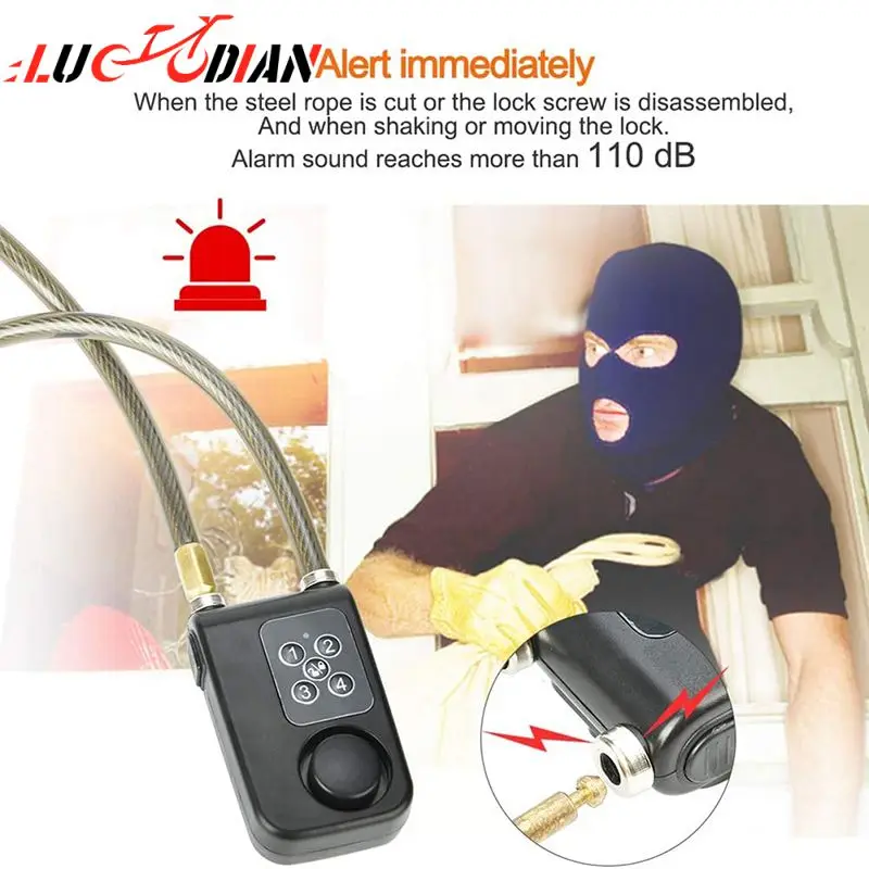 

Cycling Bicycle Safe Security Alarm 4-digit Password Bluetooth-compatible Waterproof Padlock 110db Ip55 Waterproof Lock System