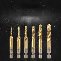 hexagon shank drilling tapping chamfering machine high speed steel spiral compound tap chamfering tapping drill bit m3 m10 set