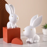2 pcs nordic creative couple rabbit decoration cute docile animal ornament household modern ceramic rabbit pendant birthday gift