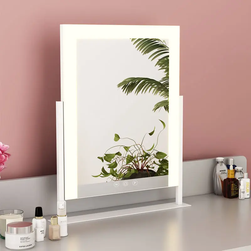 

Nordic Vanity Decorative Mirror Squares Glass Lamp Smart Table Decorative Mirror Standing Makeup Espelho Home And Decoration