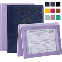 fashion travel wallet pu leather storage bag passport cover id credit card case immunization record holder