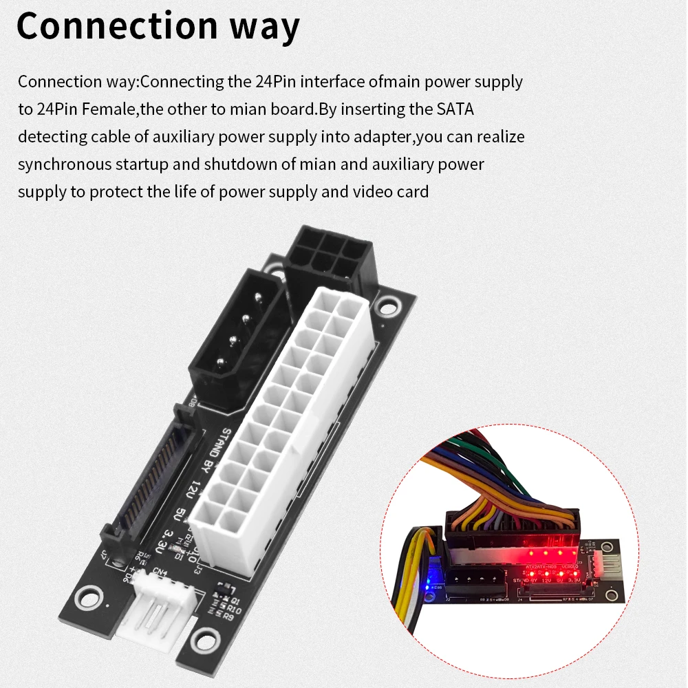 TISHRIC 3 интерфейса Add2psu для майнинга BTC 24Pin до 4Pin/6Pin/SATA Molex двойной блок питания