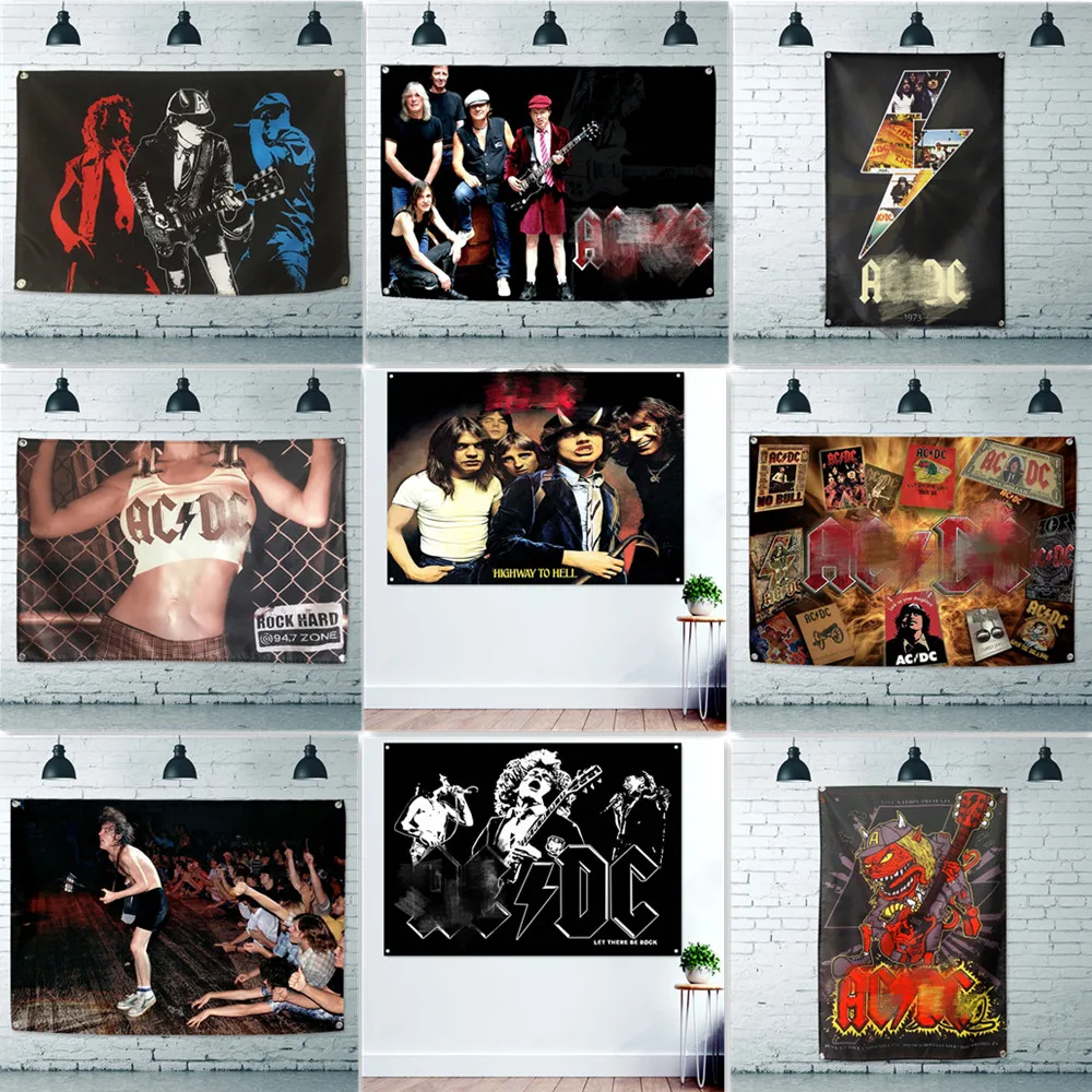 

Heavy Metal Band Banner Wall Hanging Flag Punk Rock Music Wall Art Posters and Prints Tapestry Bar Cafe Wall Decor Painting