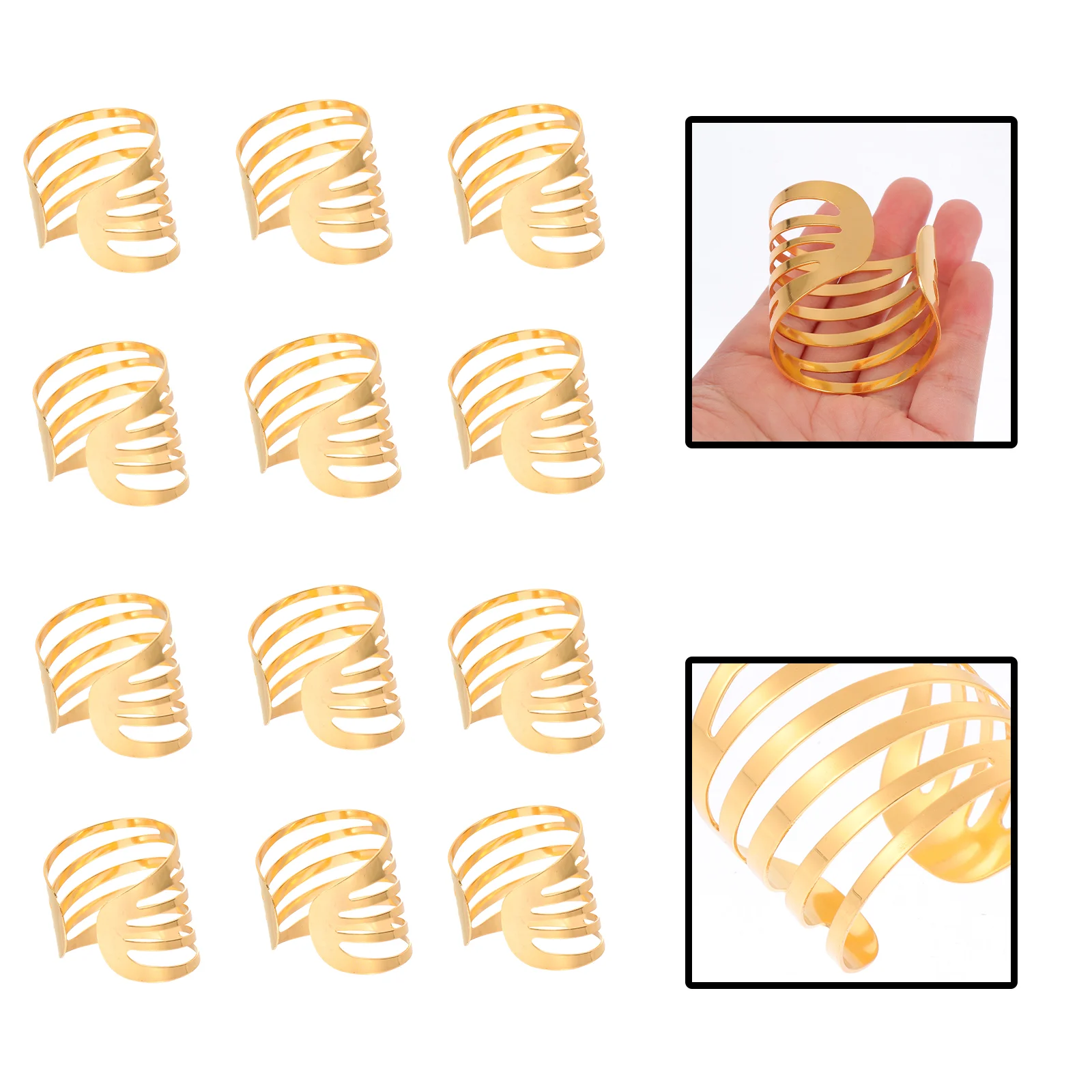 

12 Pcs Dinner Napkin Rings Para Mesa Wedding Party Holder Table Golden Buckle Serviette