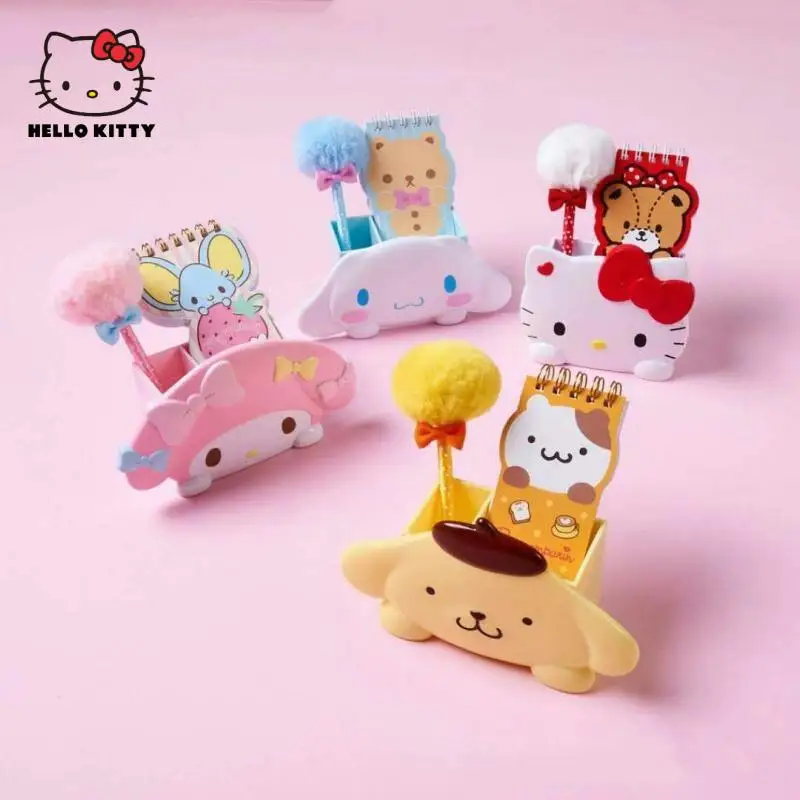 

Кавайный подлинный Sanrio, держатель для ручек Hello Kitty из мультфильма аниме, настольная коробка для хранения, милый студенческий ноутбук, подар...