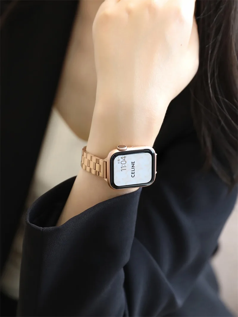 

Ремешок для часов Apple Watch 8 7 41 мм 45 мм, тонкий металлический звеньевой браслет для iWatch 6 SE 5 4 3 40 мм 44 мм 38 мм 42 мм ultra 49, женский браслет