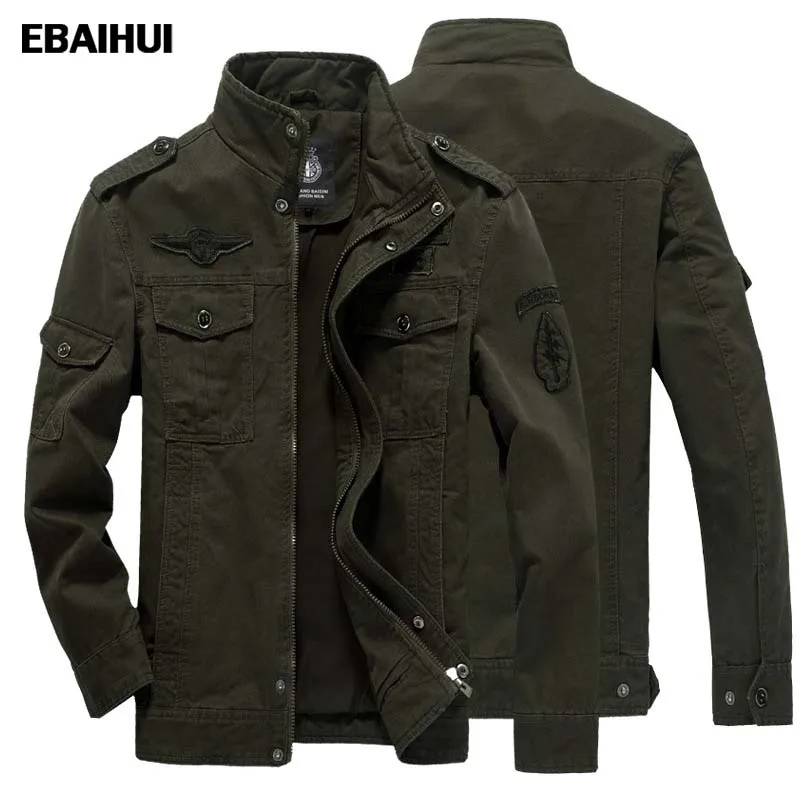 

EBAIHUI Winter Jacket Men Military Style New Stand Collar Korean Fashion Jackets for Men Autumn Casual Warm Bomber Jacket Male