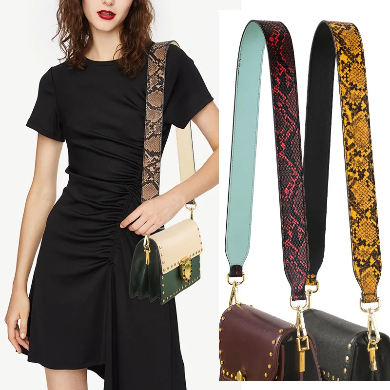 90CM Long Shoulder Bag Strap Detachable Snake Pattern Shoulder Strap High Quality Leather Belts Accessories for Handbags