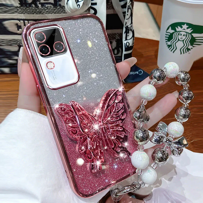 V30 роскошный 3D держатель-бабочка для Vivo V29 Lite pro V40 se V30E Y78 противоударный чехол с