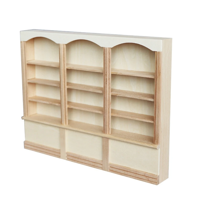 

1/12 Dollhouse Miniature Triple Bookcase Dollhouse Furniture Bookcase Wood Cabinet Decorative Accessories