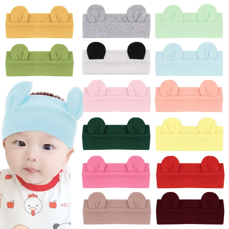 

Cute Baby Elastic Hair Band Lovely Bear Ear Hair Girls Headbands For Children Solid Turban Kids Hair Accessories