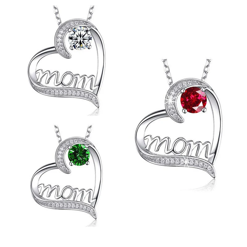 

2023 New Letter Mom Stainless Steel Necklace with Inlaid Rhinestone Zircon Perfect Mother's Day Gift