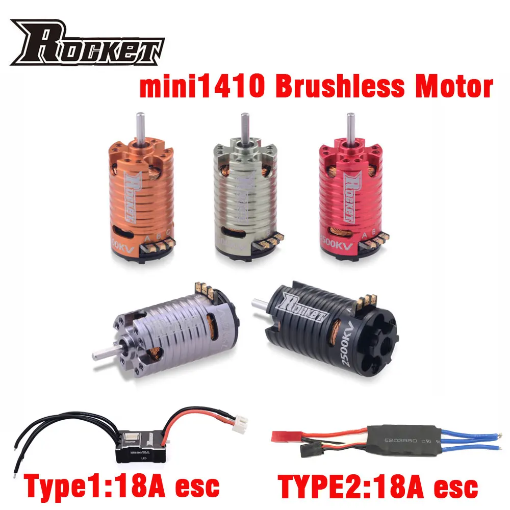 

Rocket MINI 1410 1/24 кв 1/28 кв 1/32 кв бесщеточный двигатель 18A ESC для Kyosho Mr03 Pro Atomic DRZ Радиоуправляемый автомобиль