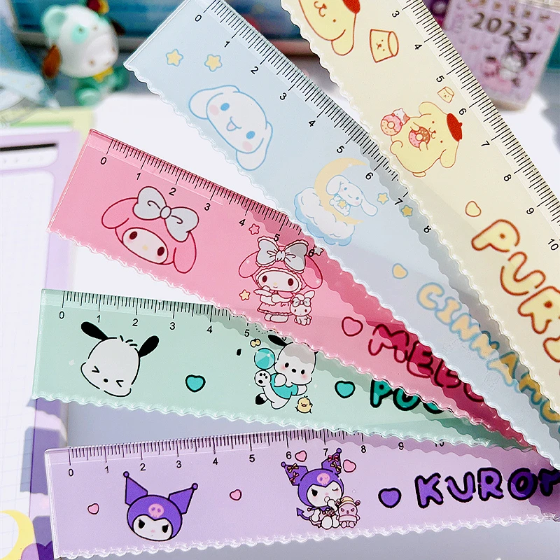 

1Pcs 15Cm Anime Kuromi My Melody Cinnamoroll Purin Sanrioed Kawaii Ruler Cartoon Student Drawing Measuring Rulers Stationery Toy