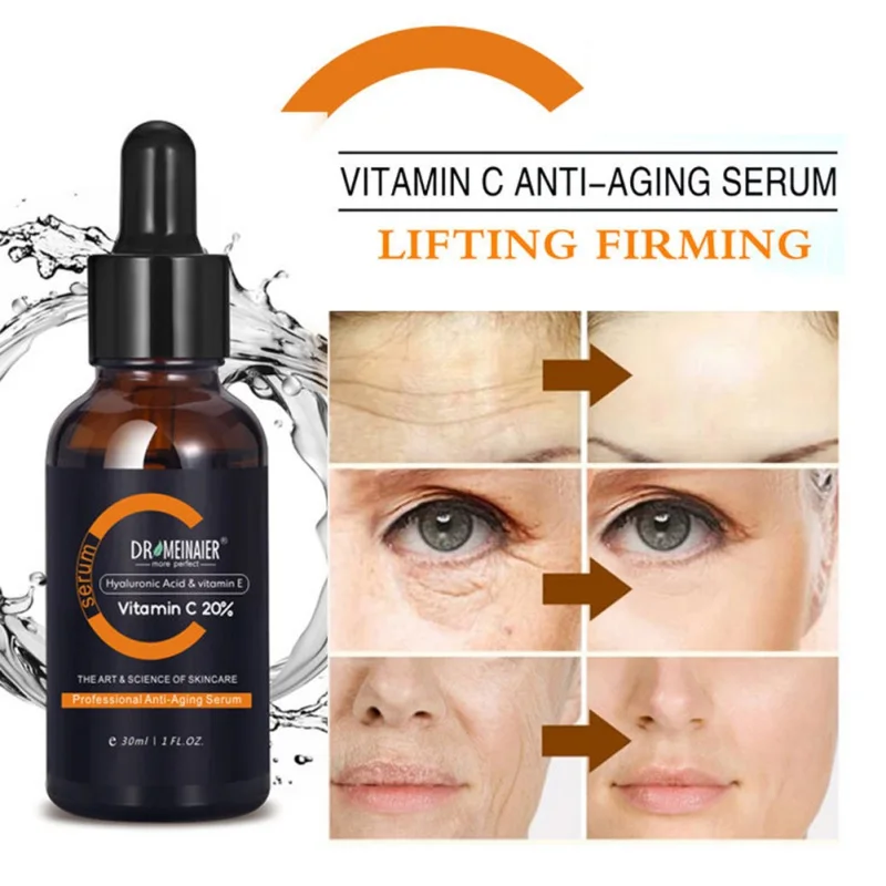 

30ml Vitamin C Facial Serum Whitening Brightening Moisturizing Improve Roughness Lighten Spots Hyaluronic Acid Facial Essence