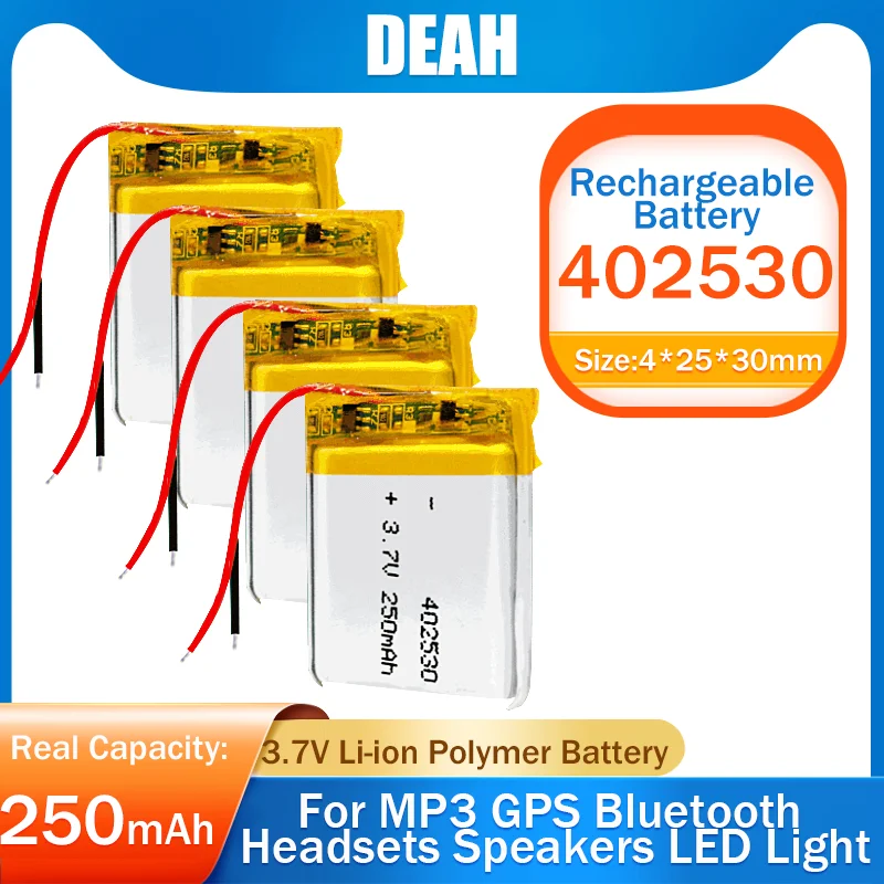 Литий-полимерный перезаряжаемый литий-ионный аккумулятор 3 7 в 250 мА/ч 402530 042530 для