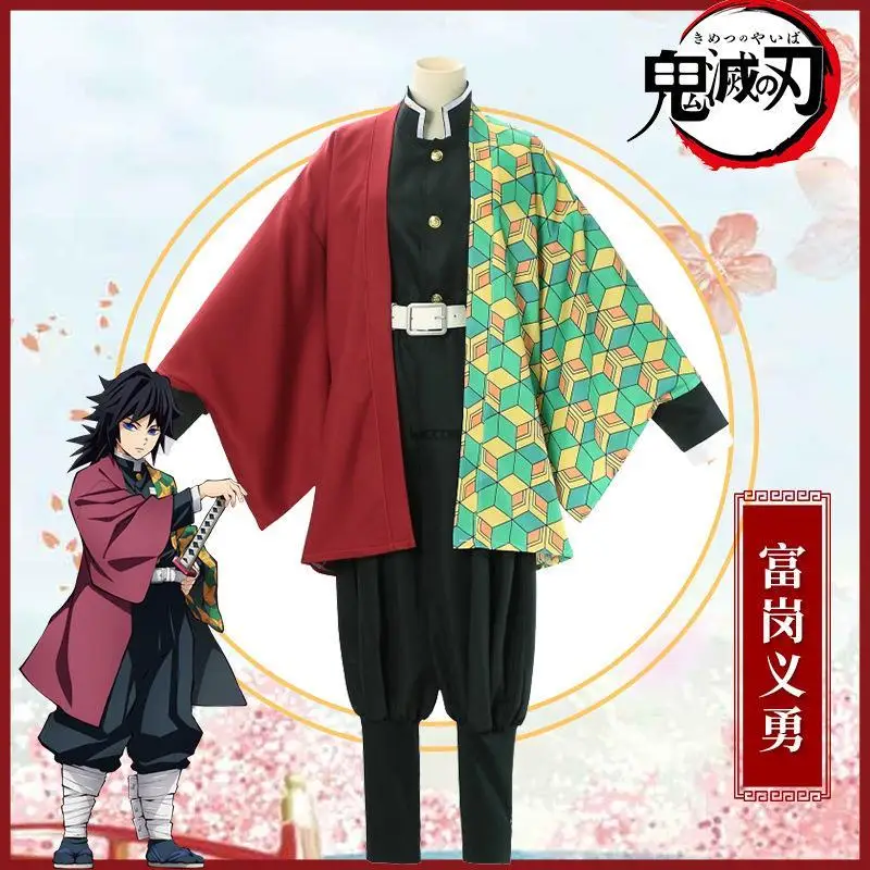 

Anime Demon Slayers Kimetsu Geen Yaiba Giyuu Tomioka Cosplay Kostuum Kimono Uniform Set Halloween Carnaval Kleding