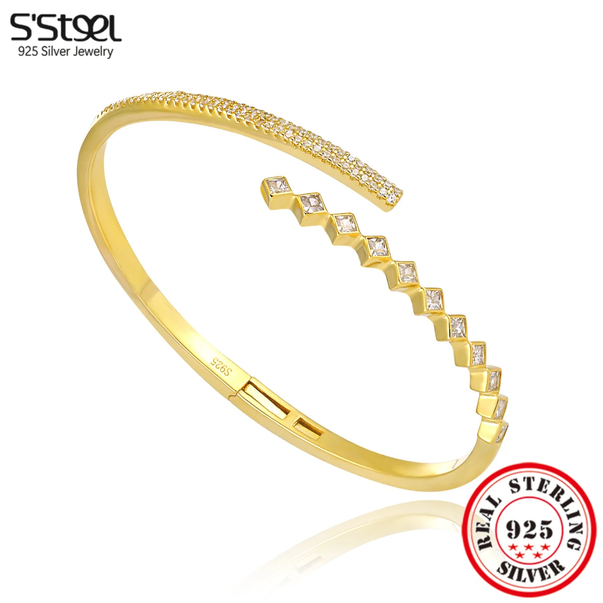 

Серебряный 925 пробы оригинальный персонализированный квадратный бриллиантовый роскошный браслет на запястье браслеты для девочек Изящные дизайнерские ювелирные изделия