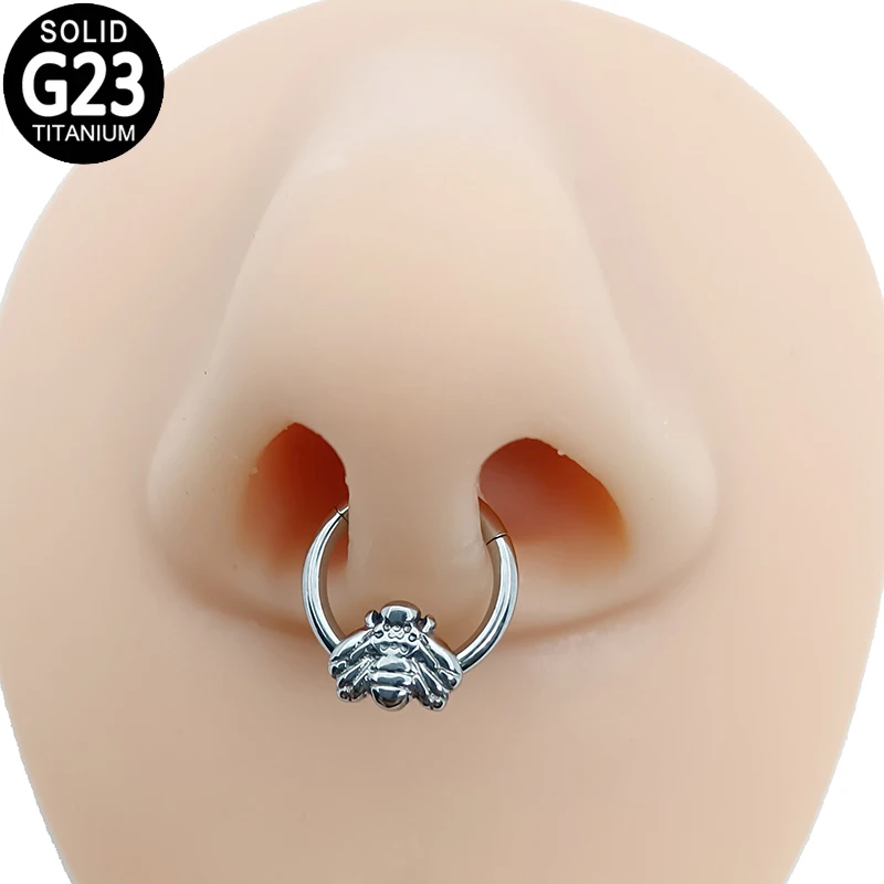 

G23 Titanium Ear Piercing Nose Ring Women Jewelry Bee Hoop Hinged Segment Daith Helix Cartilage Tragus Earrings Nose Studs