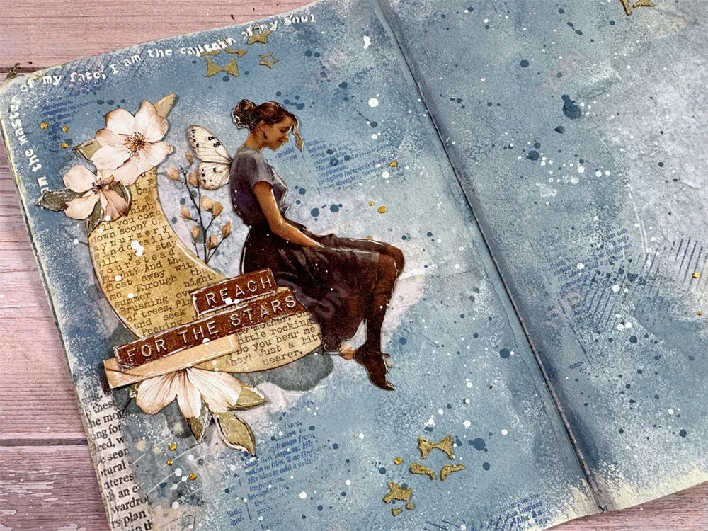 Счастливый секретный дневник цветы и бабочки узор листьев слойный шаблон