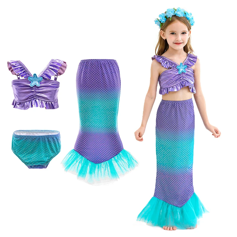 Летний купальный костюм принцессы Русалочки из 3 предметов Костюм для девочек