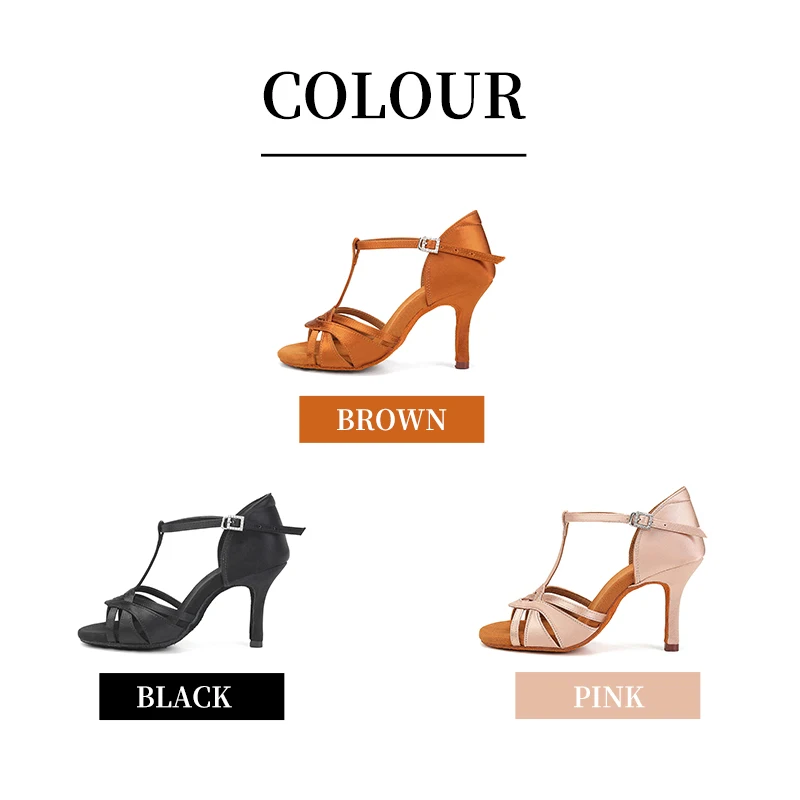 Women's Latin Dance Shoes Elegant T Straps Sandals Ballroom Dancing Shoes 5/7.5/8.5 CM High Heels Tango Salsa Sandals